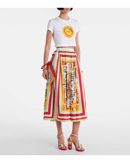 Dolce & Gabbana White Cropped-Top Aus Baumwolle