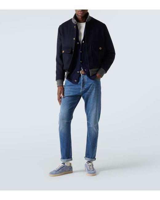 Brunello Cucinelli Mid-Rise Slim Jeans in Blue für Herren