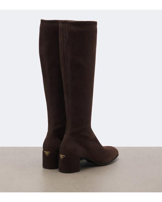 Bottes En Daim Prada en coloris Brown