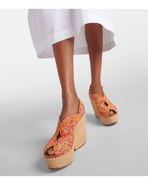 Robert Clergerie Brown Dolce Raffia Platform Sandals