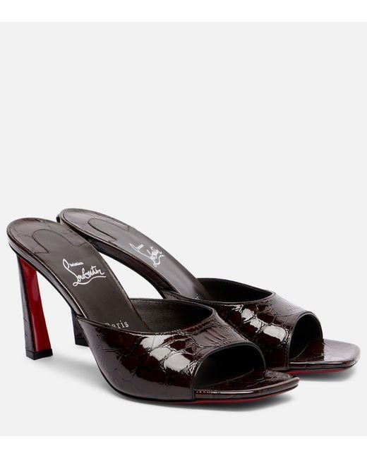 Christian Louboutin Brown Condora 85 Patent Leather Mules