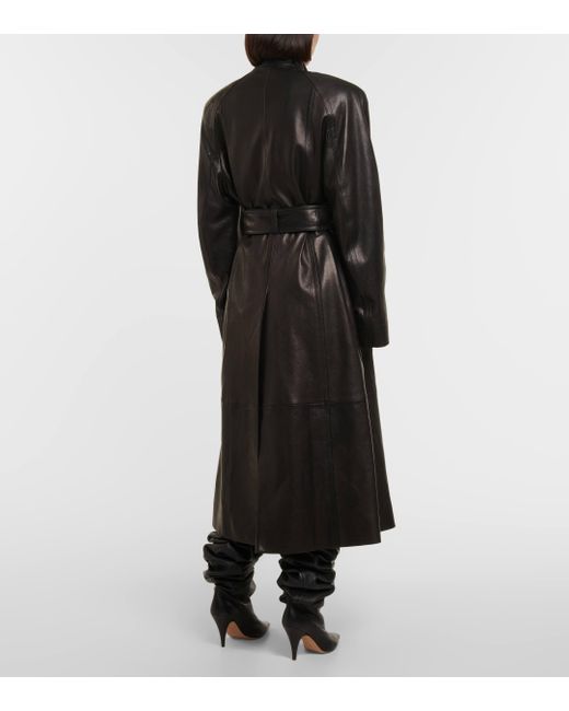Manteau Bobbie en cuir Khaite en coloris Black
