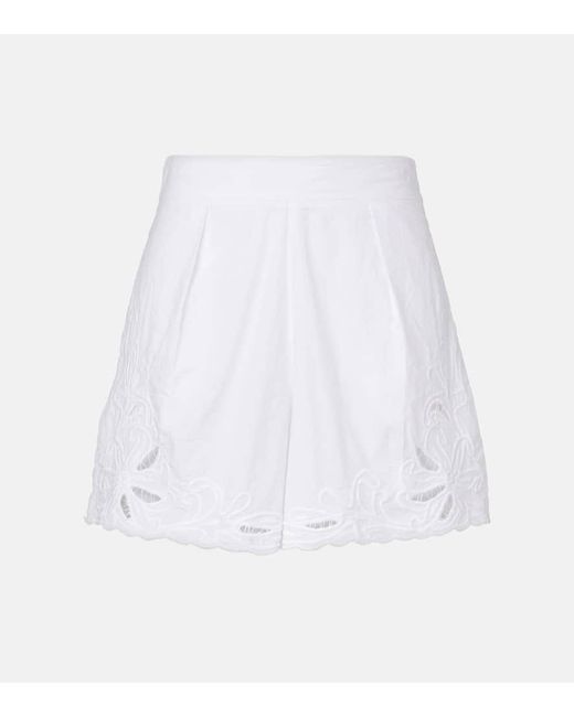 Shorts En Popelin De Algodon Bordados Juliet Dunn de color White