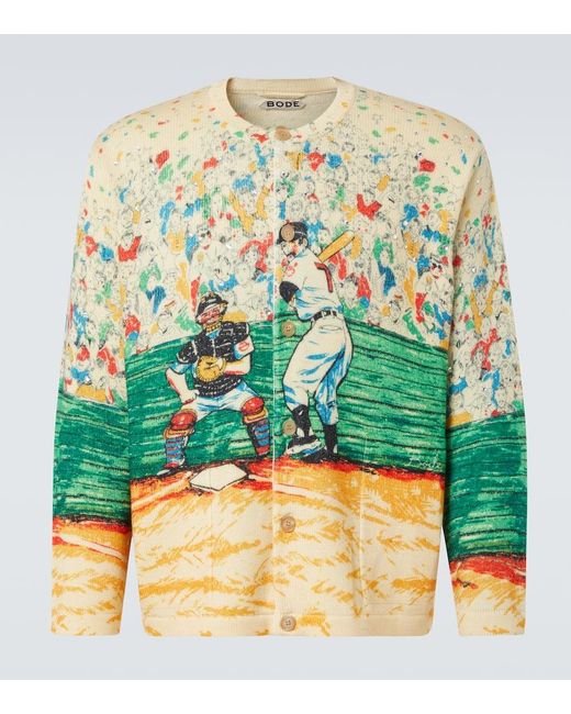Bode Green Slugger Embellished Wool Cardigan for men