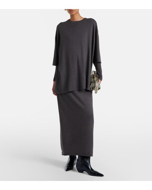 Lisa Yang Brown Charlotta Cotton And Cashmere Maxi Skirt