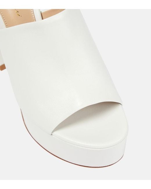 Gianvito Rossi White Holly Leather Platform Mules