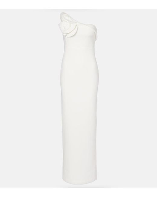 Roland Mouret White Bridal One-Shoulder Crepe Maxi Dress