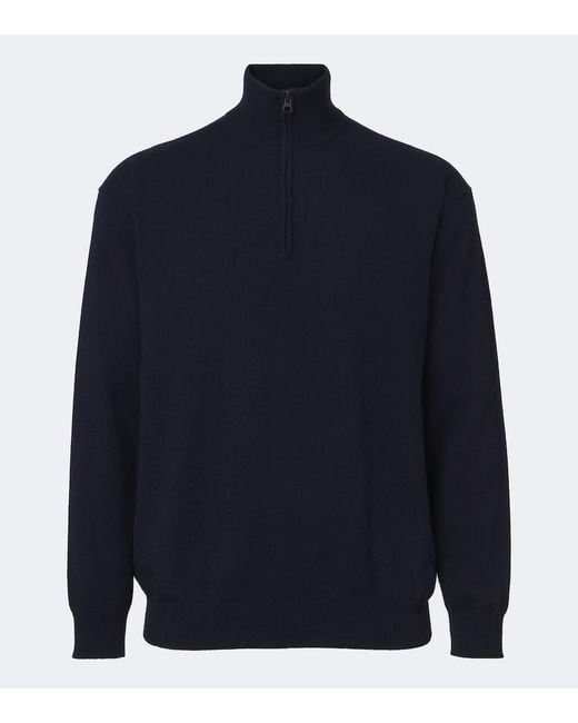 Lisa Yang Blue Augustus Cashmere Half-Zip Sweater for men