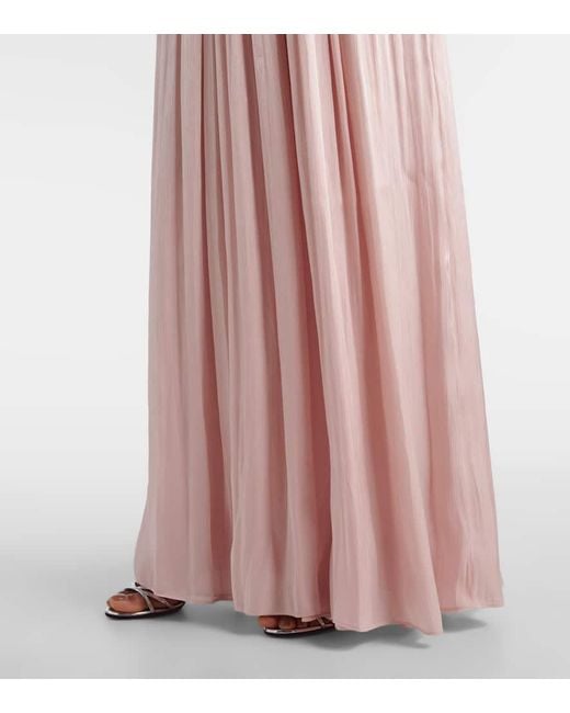 Costarellos Pink Jazmin Georgette Lame Gown