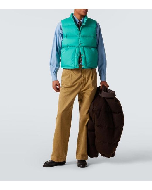 Auralee Green Quilted Down Vest for men