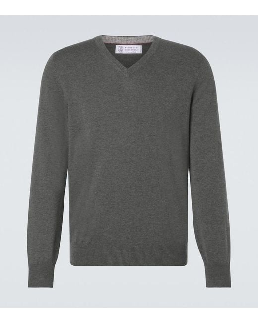Brunello Cucinelli Gray Cashmere Sweater for men
