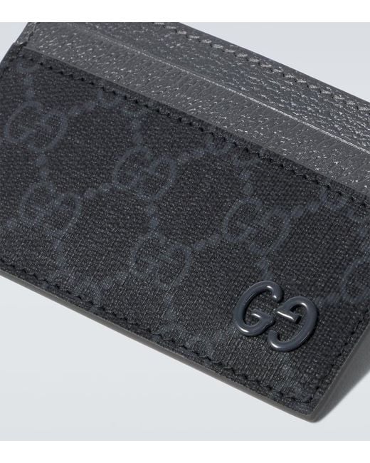Gucci Black Gg Canvas And Leather Card Holder for men