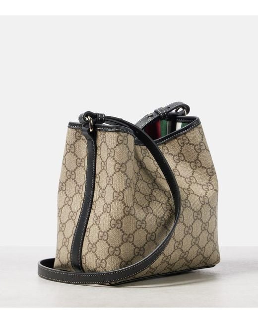 Gucci Brown Tote Bag Gg Emblem Mini Aus Canvas