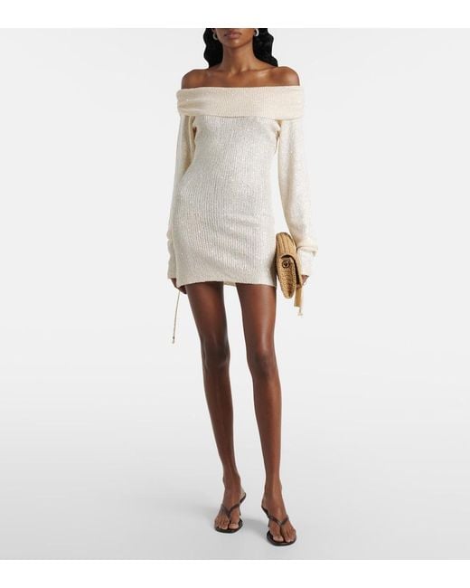Bananhot White Rory Sequined Knitted Minidress
