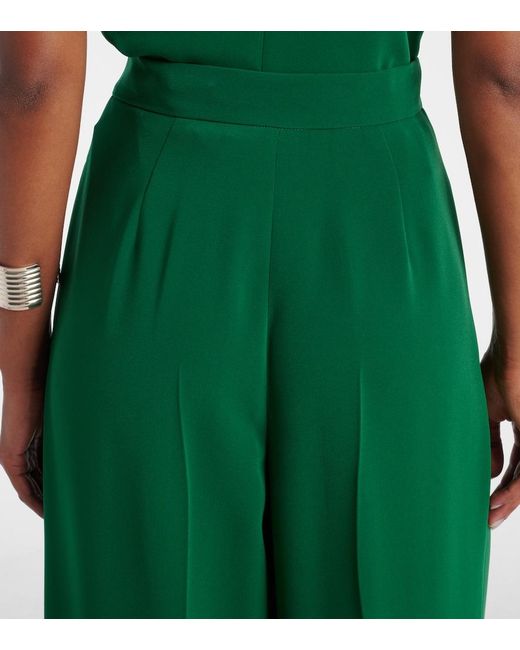 Max Mara Green Weite High-Rise-Hose Laccato Aus Cady