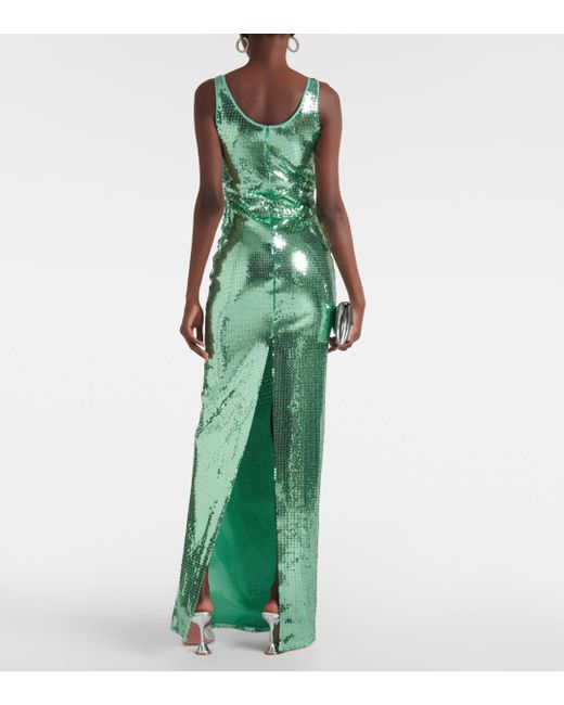 David Koma Green Sequined Gown