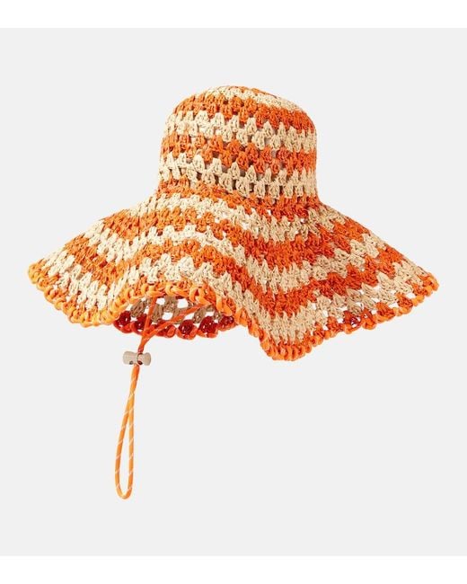 ALÉMAIS Orange Flame Raffia Sun Hat