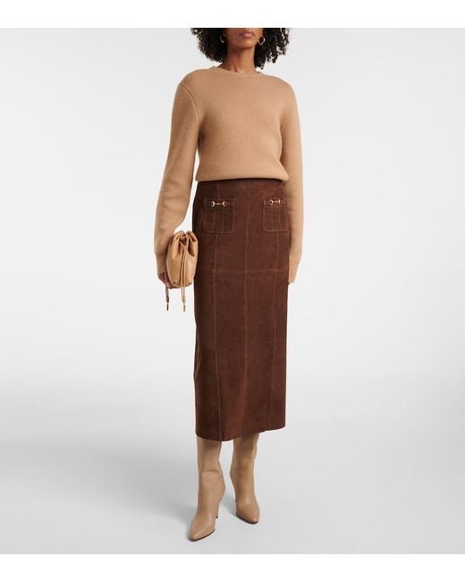 Rixo Brown Edwina Suede Skirt