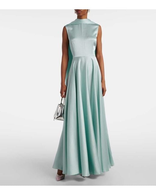 Solace London Blue Emelia Scarf-Detail Satin Gown