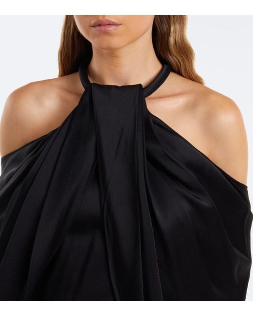Stella McCartney Black Caped Satin Halterneck Gown