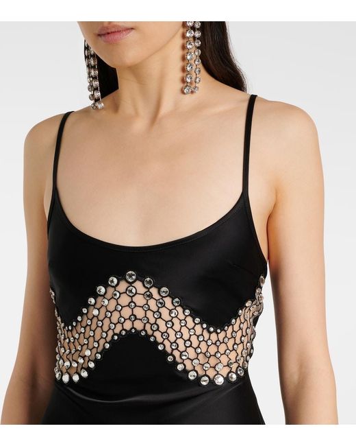 David Koma Black Embellished Satin Gown