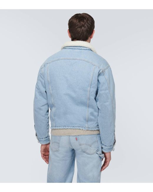 ERL Blue Faux Fur-trimmed Denim Jacket for men