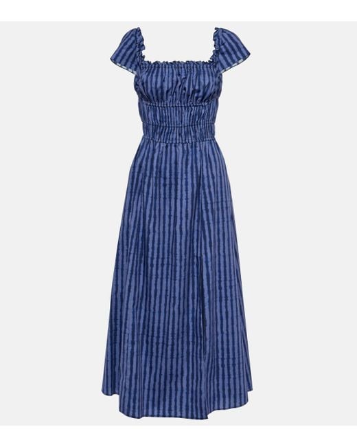 Altuzarra Blue Ruched Cotton-blend Midi Dress