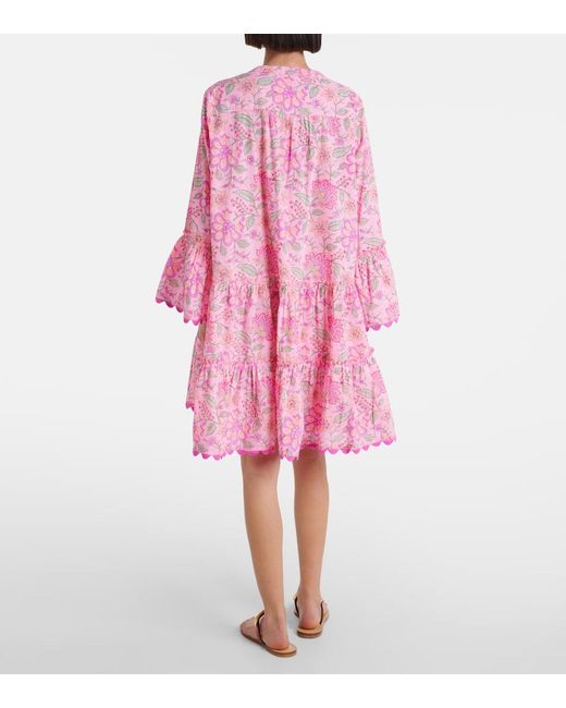 Juliet Dunn Pink Bedrucktes Minikleid Aus Baumwolle