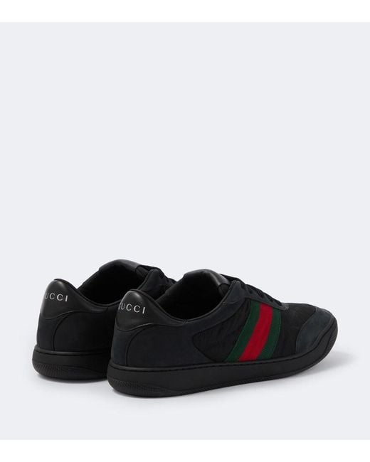 Gucci Black Screener Leather-Trimmed Sneakers for men