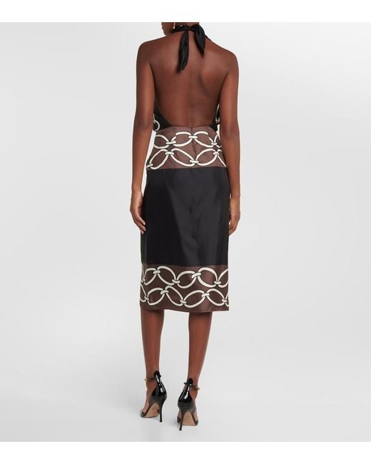Valentino White Printed Silk Midi Dress
