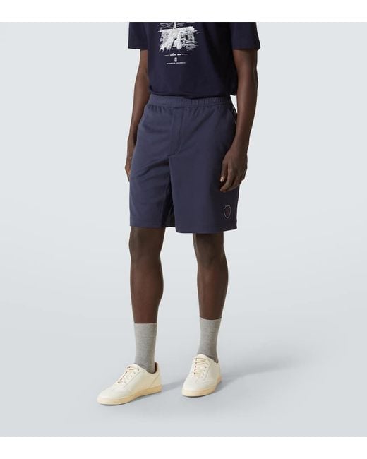 Shorts En Jersey De Algodon Con Logo Brunello Cucinelli de hombre de color Blue