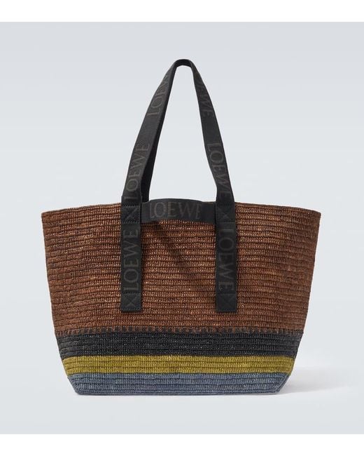 Loewe Brown Fold Raffia Shopper for men