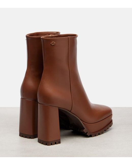 Gianvito Rossi Brown Harlem 70 Leather Platform Ankle Boots