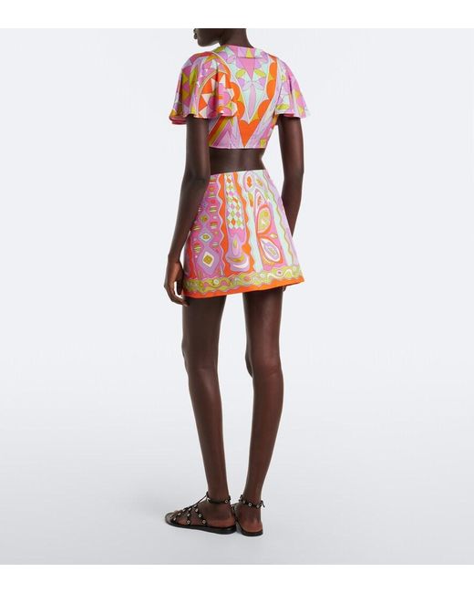 Emilio Pucci Pink Angoli Twill Wrap Skirt