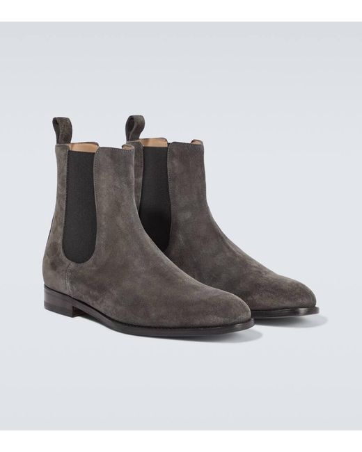 Manolo Blahnik Gray Delsa Suede Chelsea Boots for men