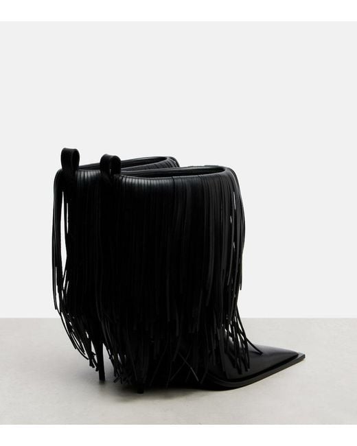 Balenciaga Black Avenue Fringe Leather Ankle Boots