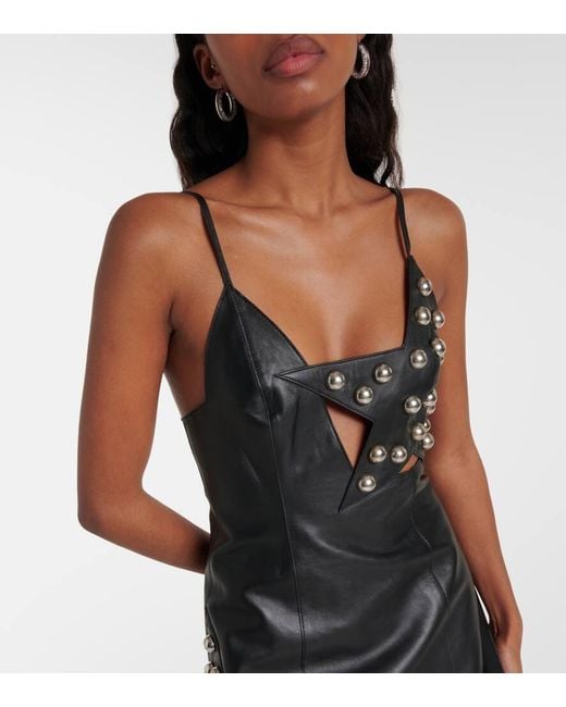 Vestido Corto De Piel Con Tachuelas Area de color Black