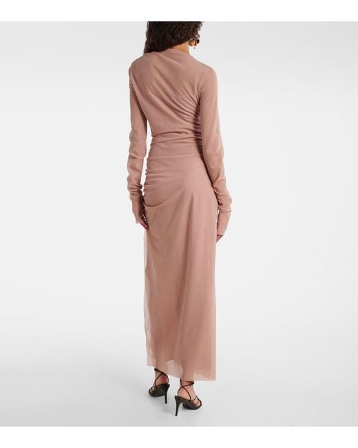 Sir Natural Ruby Draped Sheer Maxi Dress