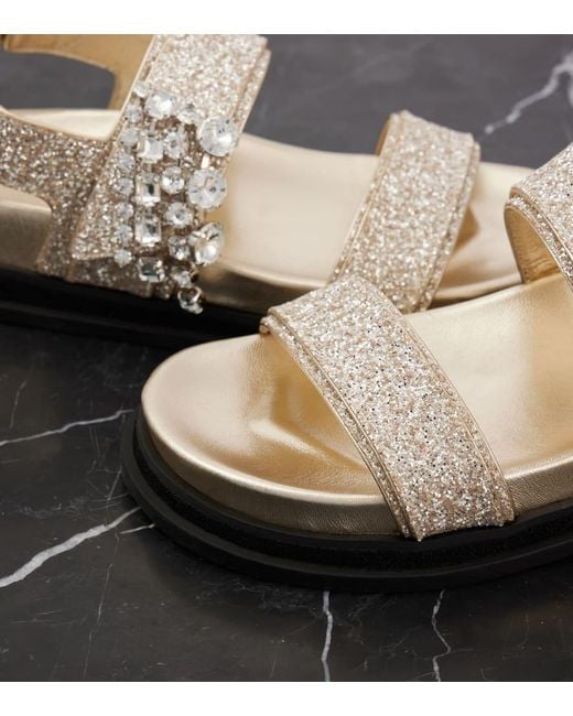Jimmy Choo Metallic Sandalen Verity Mit Glitter Und Kristallen