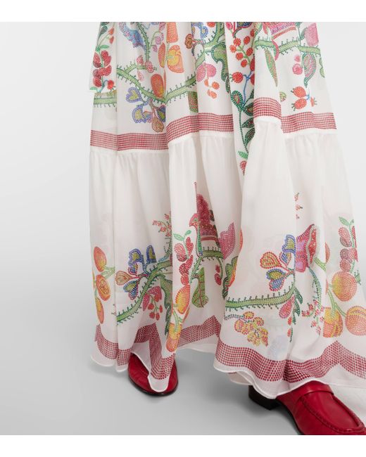 LaDoubleJ Metallic Athena Printed Silk Chiffon Maxi Dress