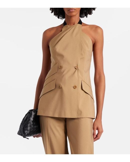 Max Mara Natural Nuraghe Halterneck Wool And Silk Vest