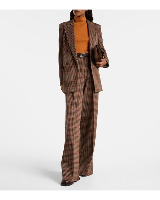 Max Mara Brown Seggio Wool And Cotton Jersey Wide-Leg Pants
