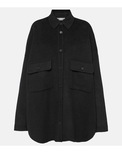 Frankie Shop Black Dallas Wool-Blend Shirt Jacket