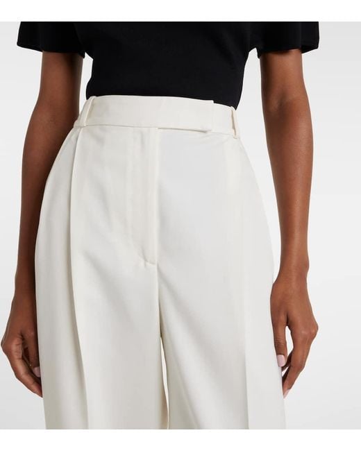 Rohe White Wool-Blend Wide-Leg Pants