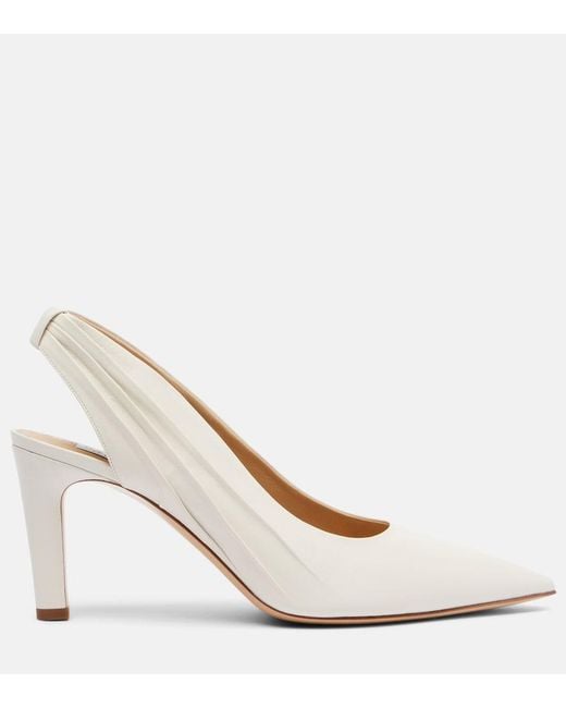 Gabriela Hearst White Amari 90 Leather Slingback Pumps