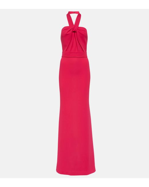 Elie Saab Pink Halterneck Crepe Gown