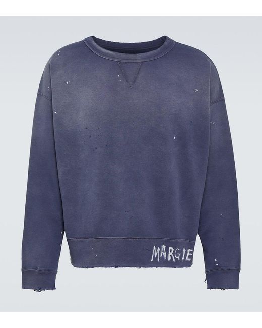Maison Margiela Bedrucktes Sweatshirt aus Baumwoll-Jersey in Blue für Herren