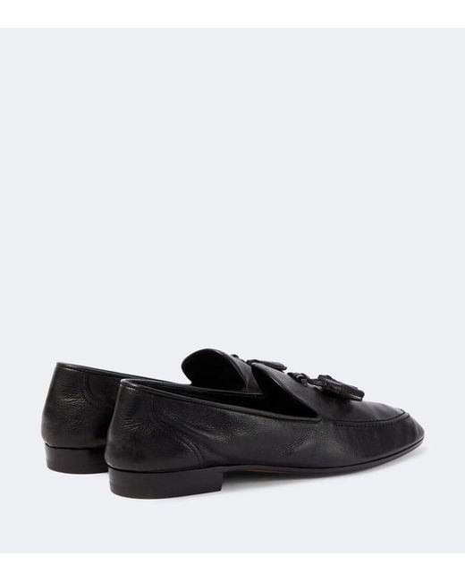 The Row Black Caden Leather Loafers for men