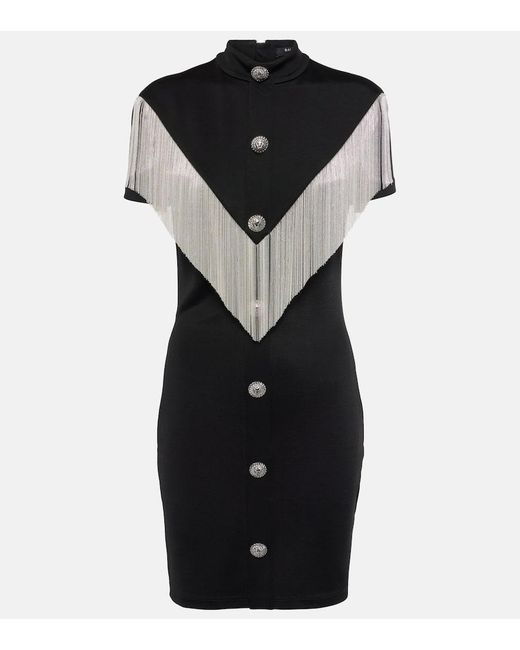 Balmain Black Minikleid Mit Stehkragen