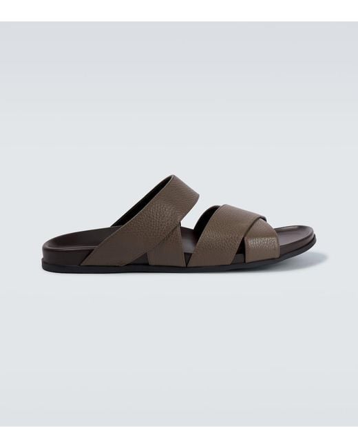 Manolo Blahnik Brown Inezmu Leather Sandals for men